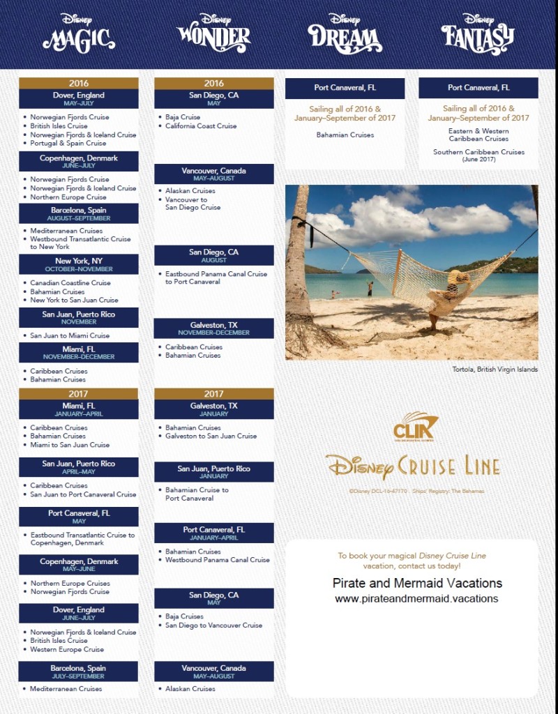 Disney Cruise Line Has Announced Their 2017 Summer Itinerary Pirate